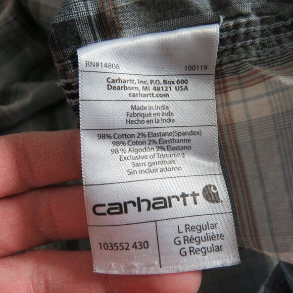 CARHARTT Rugged Flex Relaxed Fit Bozeman Short Sleeve Shirt in Blue Plaid Sz L - Picture 14 of 14
